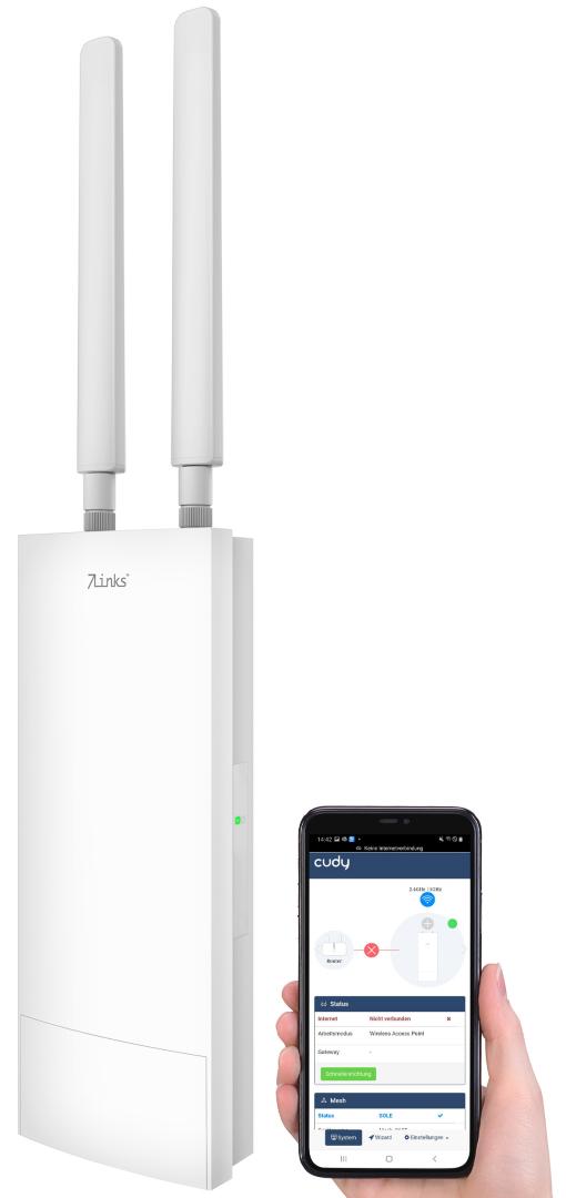 Digital Audio WLAN-Empfang in Garten, Hof und Einfahrt optimieren: 7links Outdoor-WiFi-6-Repeater WLR-1260 - News, Bild 