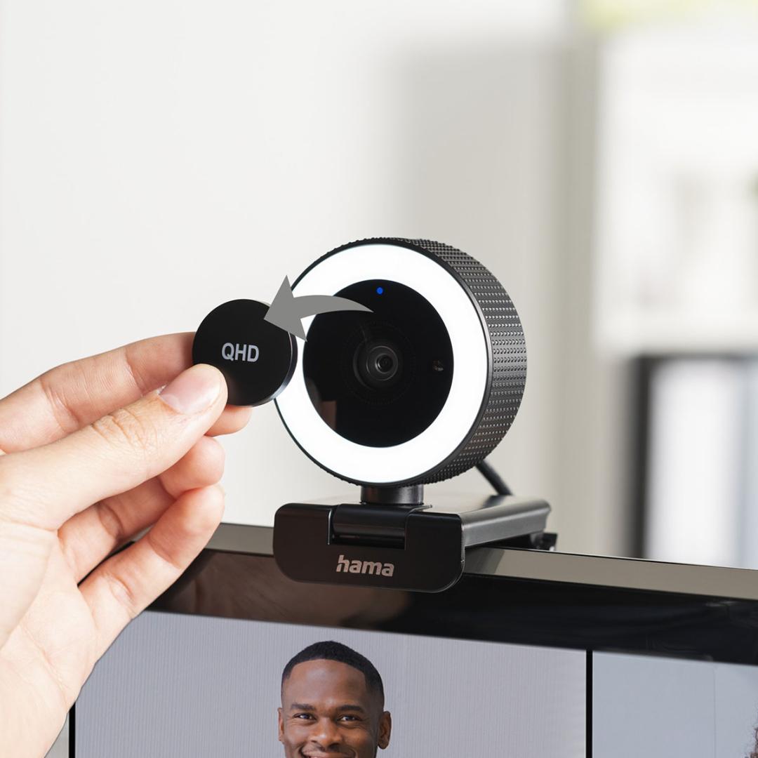 Smart Home Hama-Webcam mit Ringlicht, Stereo-Mikrofon, Zoom und Fernbedienung - News, Bild 